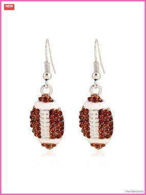 Acrylic Rugby Drop Dangle Earrings Lightweight Sports Statement Jewelry